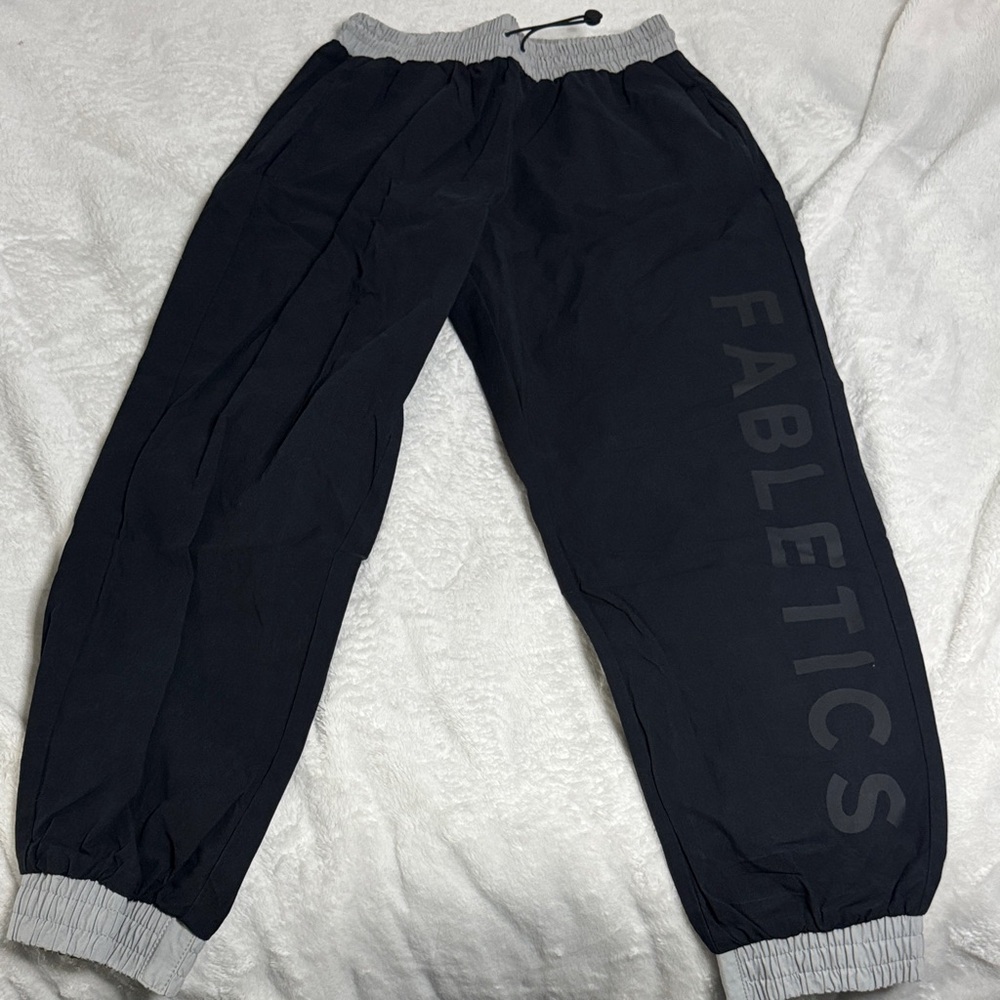 Fabletics Black Joggers with Gray Trim